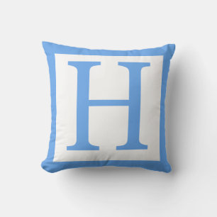 Letter H Baby blauwe rand Kussen