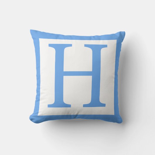 Letter H Baby blauwe rand Kussen (Voorkant)