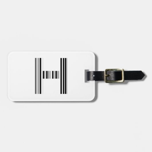 LETTER H BAR CODE Eerste Initiaal Barcodepatroon Bagagelabel (Voorkant horizontaal)