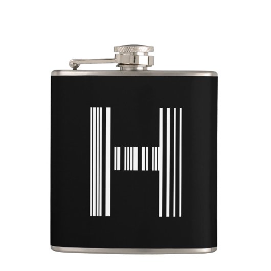 LETTER H BAR CODE Eerste Initiaal Barcodepatroon Heupfles (Voorkant)