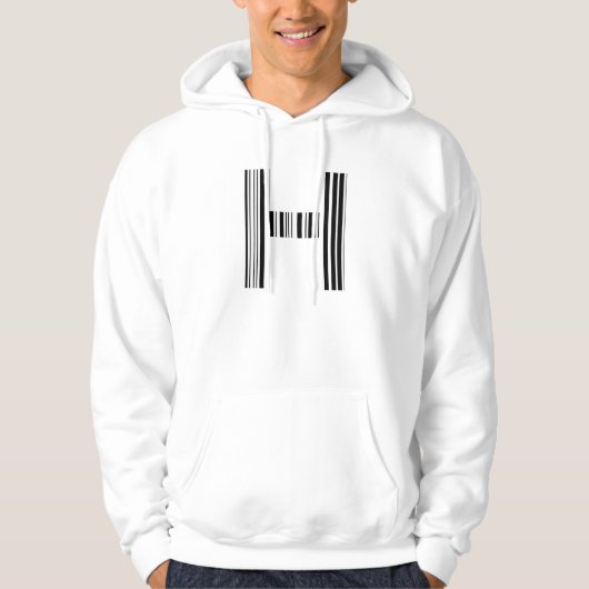 LETTER H BAR CODE Eerste Initiaal Barcodepatroon Hoodie (Voorkant)
