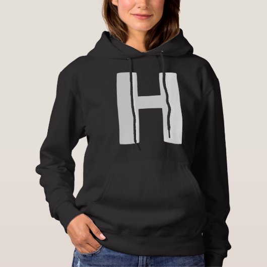 Letter H big and bold white Hoodie (Voorkant)