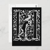 Letter H Black en White Monogram-kaarten Briefkaart (Voorkant / Achterkant)