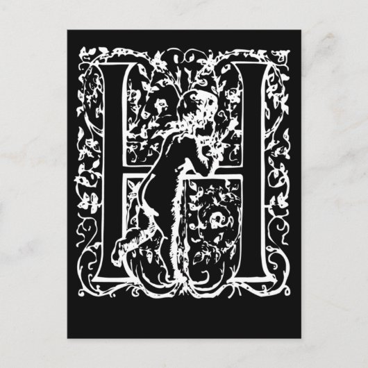 Letter H Black en White Monogram-kaarten Briefkaart (Voorkant)