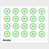 Letter H - Blauw + Groen Ronde Sticker (Vel)
