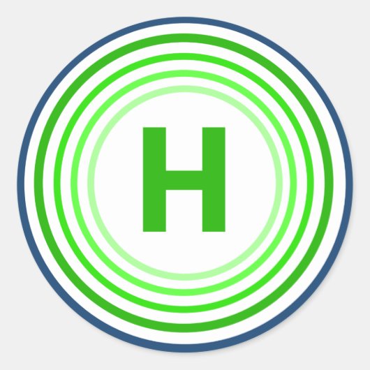 Letter H - Blauw + Groen Ronde Sticker (Voorkant)