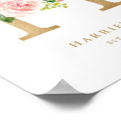 Letter H Blush Floral Monogram Gold Foil Nursery Poster (Hoek)