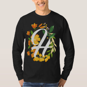 Letter H Capital Alphabet Flowers Monogram Initiaa T-shirt