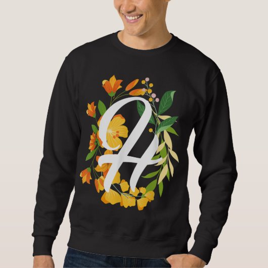 Letter H Capital Alphabet Flowers Monogram Initiaa Trui (Voorkant)