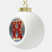 Letter H Christmas Holly Personalized Initial Keramische Bal Ornament (Rechts)