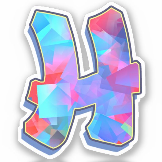 Letter H -  Color Mix Sticker (Voorkant)