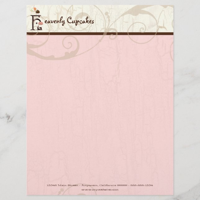 Letter H Cupcake Business Letterhead Briefhoofd (Voorkant)