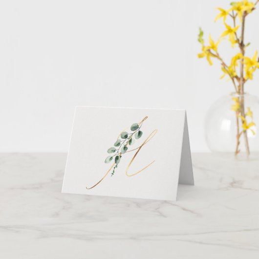 Letter H Decoratief Monogram Notecard Kaart (Gele Bloem)