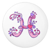 Letter H doodle art roze en paarse handvatknop Keramische Knop (Voorkant)