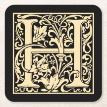 Letter H eerste letter Sepia Beige op zwart