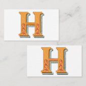 Letter "H" Elegant geborduurd Visitekaartje (Voorkant / Achterkant)