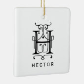 Letter H Elegant Monogram Kerst Ornament (Rechts)