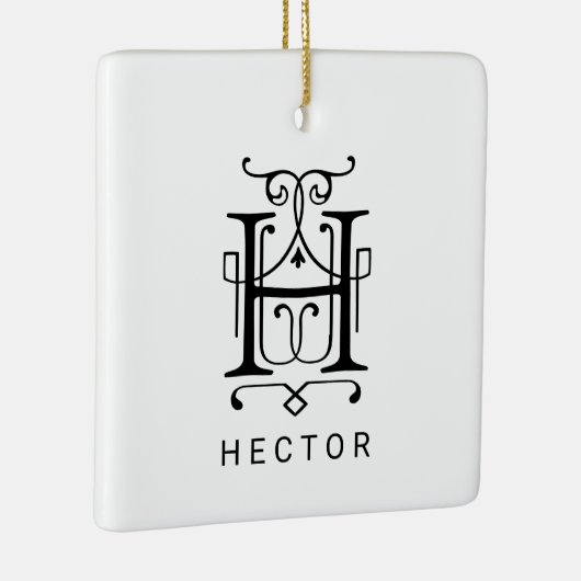 Letter H Elegant Monogram Kerst Ornament (Rechts)