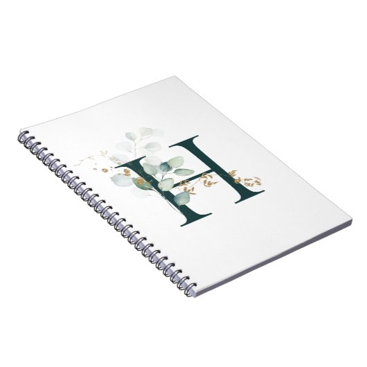 Letter H Eucalyptus en Gold Monogrammen Notitieboek (Rechterzijde)