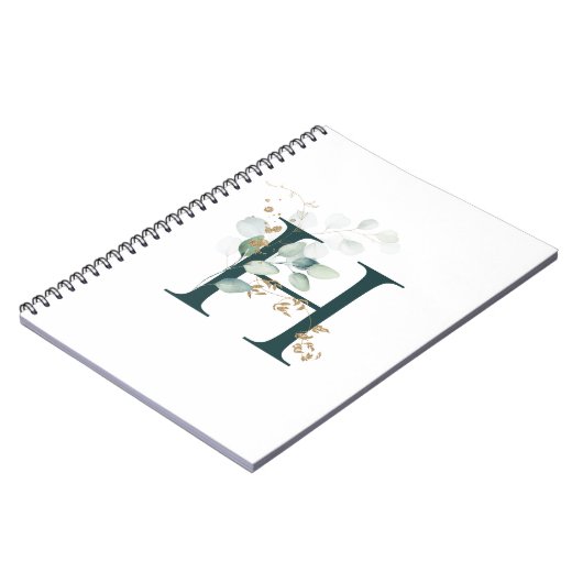 Letter H Eucalyptus en Gold Monogrammen Notitieboek (Linkerzijde)