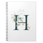 Letter H Eucalyptus en Gold Monogrammen Notitieboek (Voorkant)