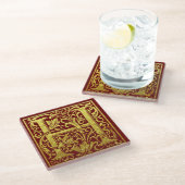 Letter H First Letter Faux Gold Glazen Onderzetter (Schuin)