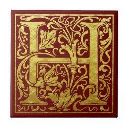 Letter H First Letter Faux Gold Tegeltje