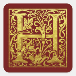 Letter H First Letter Faux Gold Vierkante Sticker