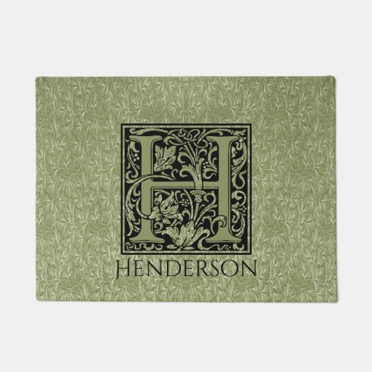 Letter H First Letter Monogram Gepersonaliseerd Deurmat (Voorkant)