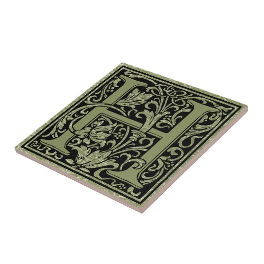 Letter H First Letter Monogram Tegeltje (Zijkant)