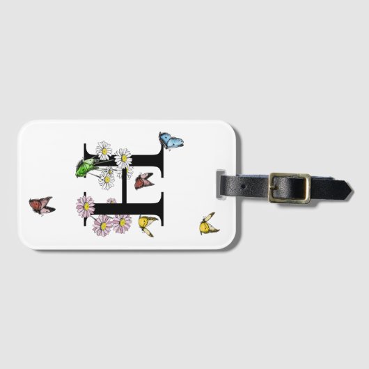 Letter H Floral Butterfly Monogram Initiaal Bagagelabel (Voorkant (horizontaal))