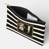 Letter H Floral Monogram Zwart Wit Goud Strepen Etui (Open)