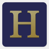 Letter H Gold Square Sticker (Voorkant)