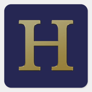 Letter H Gold Square Sticker