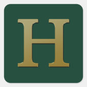 Letter H Gold Square Sticker (Voorkant)