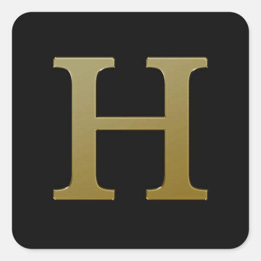 Letter H Gold Square Sticker (Voorkant)
