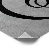 Letter H, Gothic Monogram Black Poster (Hoek)