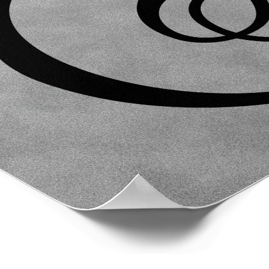 Letter H, Gothic Monogram Black Poster (Hoek)