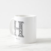 Letter H Grijs Monogram Moderne naam Koffiemok (Voorkant links)