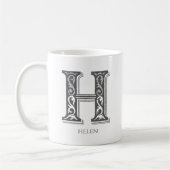 Letter H Grijs Monogram Moderne naam Koffiemok (Links)