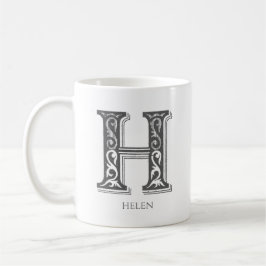 Letter H Grijs Monogram Moderne naam Koffiemok