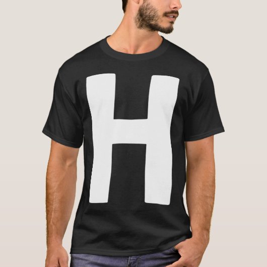 Letter H groot en vet wit T-shirt (Voorkant)