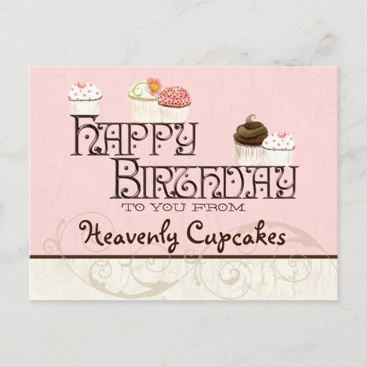 Letter H Happy Birthday Cupcake Zakelijke ansichtk Briefkaart (Voorkant)