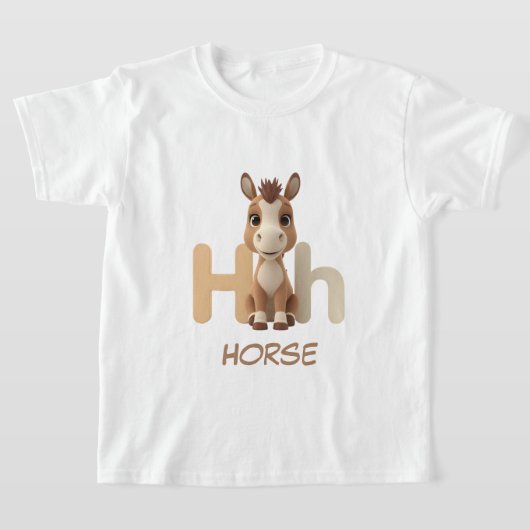 Letter H Horse Educational Kids T-Shirt | Uppercas (Laagn)