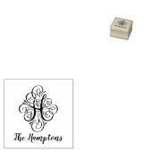 Letter H Initiaal Elegant Flourish Monogram Naam Rubberstempel (Gestempeld)