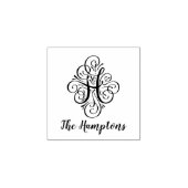 Letter H Initiaal Elegant Flourish Monogram Naam Rubberstempel (Afrduk)