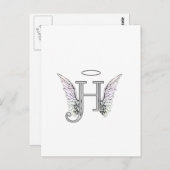 Letter H Initiaal Monogram met Angel Wings & Halo Briefkaart (Voorkant / Achterkant)