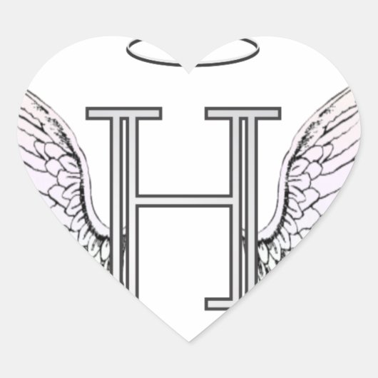 Letter H Initiaal Monogram met Angel Wings & Halo Hart Sticker (Voorkant)