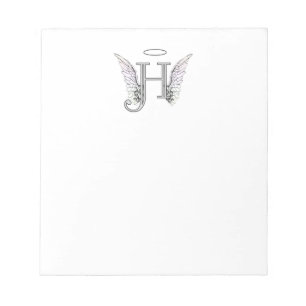 Letter H Initiaal Monogram met Angel Wings & Halo Notitieblok