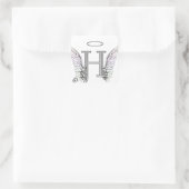 Letter H Initiaal Monogram met Angel Wings & Halo Vierkante Sticker (Tas)